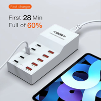 Protection de sécurité multiple, chargeur AC 50W, coque ABS PC, 10 ports QC3.0 5V/2.4A, chargeur rapide, chargeur de bureau intelligent