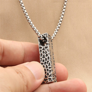 Stainless Steel <b>Cross</b> Pendant Necklace Men's Geometric Design Rectangular Shape Punk Style Fashion Jewelry - Product Image 2
