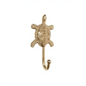 Gancho de pared metálico con forma de tortuga, hecho a mano, de lujo, para colgar abrigos, con acabado dorado fundido a mano, gancho decorativo para toallas y ropa, artículo de decoración para el hogar. - Product Image 1