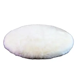 Genuine Sheepskin Round <strong>Rug</strong> Soft Natural Wool Fur Area <strong>Rug</strong> for <strong>Bedroom</strong> Living Room Decor - Product Image 2