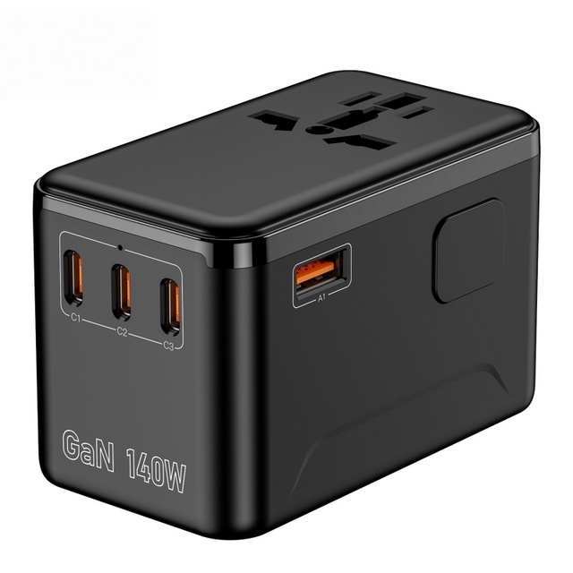 140W GaN PD Universal Travel Adapter 3 Type-C 1 USB Super Mini Fast Charger Multi-Port for Laptop & Camera