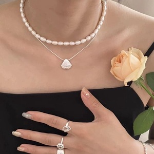 S925 Sterling <b>Silver</b> Shell Necklace <b>Fan</b> Shaped Clavicle Chain Everyday Wear Fine Pendant Necklaces - Product Image 5