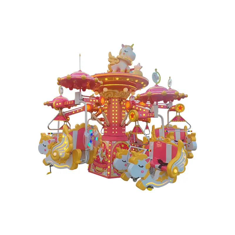 Parque de Atracciones Merry Go Round Carrusel a la venta Silla voladora giratoria de unicornio Paseo para niños para parque temático Parque infantil