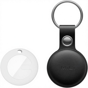 Étui en cuir MiLi MiTag Duo pour traceur MiTag avec porte-clés pour localisateur compatible iOS/Android - Noir, double <span class=keywords><strong>AirTag</strong></span> certifié MFi et Google - Product Image 1