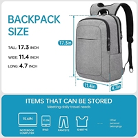 Sac d'ordinateur portable 15.6 pouces Petit sac à dos pour ordinateur avec port de charge USB Sac à dos durable pour école de commerce universitaire