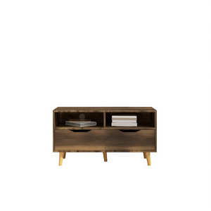 Mobile TV in Legno Ingegnerizzato Rovere Affumicato 35.4 X 15.7 X 19.1 Pollici con Contenitore, Stile Mid-Century Moderno, Arredamento Soggiorno - Product Image 1
