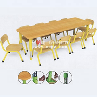 Meubles de garderie en bois au design moderne, table et chaises réglables pour l'école, la maternelle, ensemble de repas pour enfants