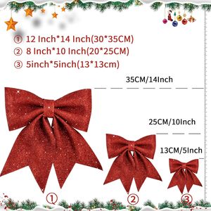 Grand nœud carré de Noël 15x21cm pour sapin, décorations élégantes pour intérieur et extérieur, ornements festifs pour décorations de Noël - Product Image 2