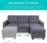 Sofá Seccional en Forma de L Tapizado en Lino Moderno, Otomana Reversible, Chaise Longue, Capacidad de 680 lb