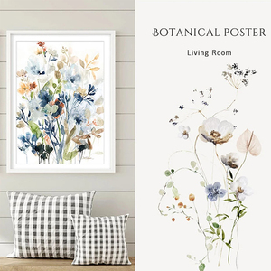 Décoration d'intérieur, peintures à l'aquarelle, mélange de <span class=keywords><strong>fleurs</strong></span> <span class=keywords><strong>et</strong></span> de feuilles, affiches botaniques, impressions sur toile, peintures murales - Product Image 4