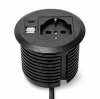 Hub de table cylindrique intégré pour salles de conférence (interfaces Type C et Type A) – Idéal pour l'Allemagne, l'Italie, le Chili