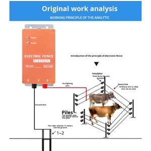Amplificateur de clôture électrique solaire pour animaux 5/10 km, générateur d'impulsions de clôture électrique 2J, contrôleur d'énergie de ranch avec alarme - Product Image 2