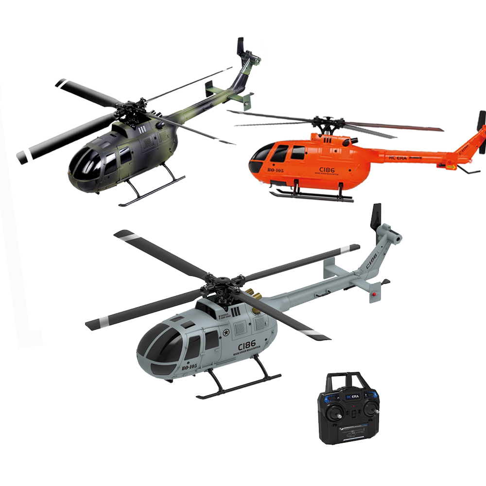 C186 Pro RC Helicopter Toy BO105 - 6-Axis Gyro, Remote Control, 4