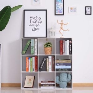 Modern Cube <span class=keywords><strong>Bookcase</strong></span> Estantería de <span class=keywords><strong>3</strong></span> niveles con 9 compartimentos de almacenamiento abiertos para sala de estar, dormitorio, estudio, blanco - Product Image 2