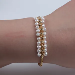 Zhuji White Freshwater Potato Shape Pearl Bracelet For Bracelets Women Crystal