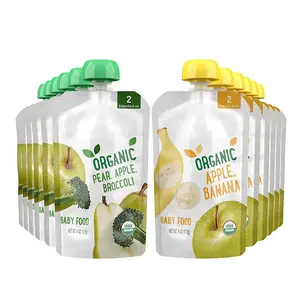 Stampa Logo in plastica senza BPA in piedi Doypack Mini 100ml 200ml sacchetto di alluminio per succo di frutta bevanda con beccuccio