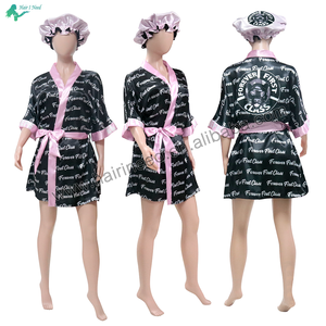 Logo personalizzato 7 maniche nero rosa blu colorato abito di raso pigiama di seta per la festa di notte di nozze gonna - Product Image 1