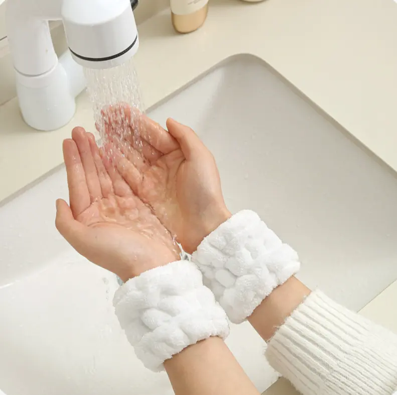 Fascia per il lavaggio del viso e braccialetto, asciugamani da polso per il lavaggio del viso con supporto braccialetti in microfibra per il lavaggio del viso