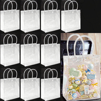 Sac fourre-tout réutilisable en PVC transparent à fond carré avec poignées pour la salle de sport, le supermarché, les expositions, les mariages, les fêtes et les cadeaux