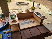 Plateau alimentaire en bois canapé tasse et porte-boisson Snack Caddy plateau arrière-cour Cocktail Whisky Bar