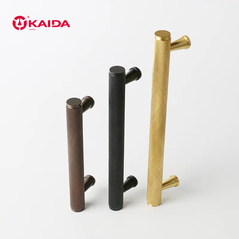 KAIDA Wholesale Gold Knurled Textured simple kitchen cabinet knobs and handles Drawer Pulls Bedroom Knob Brass Cabinet Hardware