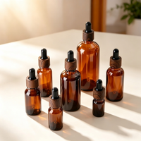 Flacon compte-gouttes gradué en verre ambré vide et rechargeable de 3,4 oz (50 ml) avec tube compte-gouttes pour huiles essentielles et laboratoire