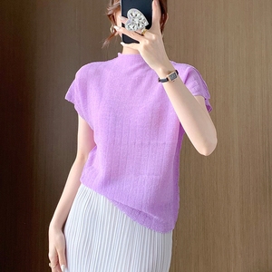 เสื้อยืดคอปกตั้งของผู้หญิงผ้าชีฟองจับจีบแขนสั้นลำลองอเนกประสงค์แห้งเร็วเป็นมิตรกับสิ่งแวดล้อมดีไซน์ล่าสุด - Product Image 1