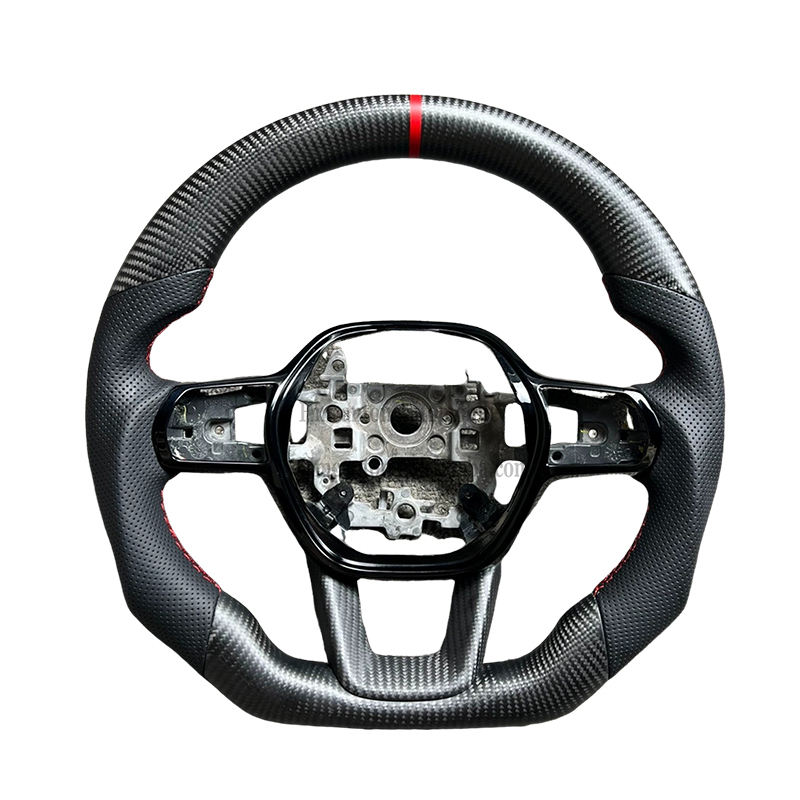 Carbon+Perforated Leather+Red Stitching+Red Stripe