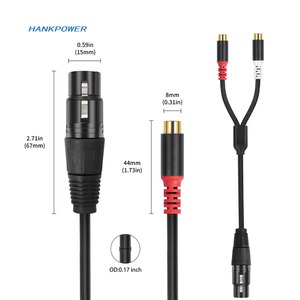 Câble audio pour microphone 3 cœurs <span class=keywords><strong>XLR</strong></span> mâle vers 2 <span class=keywords><strong>RCA</strong></span> femelle 1 vers 2, 0,3 m - Product Image 6