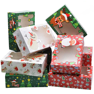 2023 Kraft Packing Christmas Cake Cookie Candy Box With Window Christmas Boxes Packaging Christmas Gift Paper Box