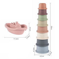 Ensemble de jouets de bain empilables pour bébé, en paille de blé écologique et PP, bateau, tasse, maison, jouet éducatif sensoriel pour tout-petits