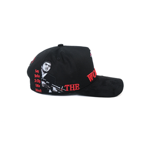 Gorro de Diseño de Lujo Rojo con Bordado 3D de Letras Personalizadas, Diseño 'El Mundo Es Tuyo', Logotipo Personalizado, Forro de Satén, Gorra de Béisbol con Base de Gamuza - Product Image 6
