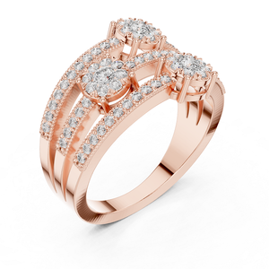 Rose Gold <b>Diamond</b> <b>Ring</b> Classic Elegant Stylish Jewelry for Women Ideal for Wedding Engagement Party and Daily Fashion - Product Image 3