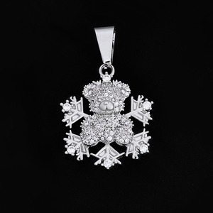 Custom 925 Silver <b>Iced</b> Out Moissanite Teddy Bear Snowflake Pendant Hip Hop Jewelry Real Gold Plated Pave Setting Bling Charms - Product Image 2