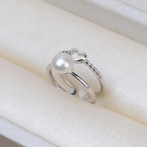 แหวนเงินแท้ S925 แบบเปิด รูปหัวใจเล็ก ปรับขนาดได้ สำหรับใส่ไข่มุก DIY ขนาด 6-7  อะไหล่เครื่องประดับ 223-อุปกรณ์และส่วนประกอบเครื่องประดับ - Product Image 4