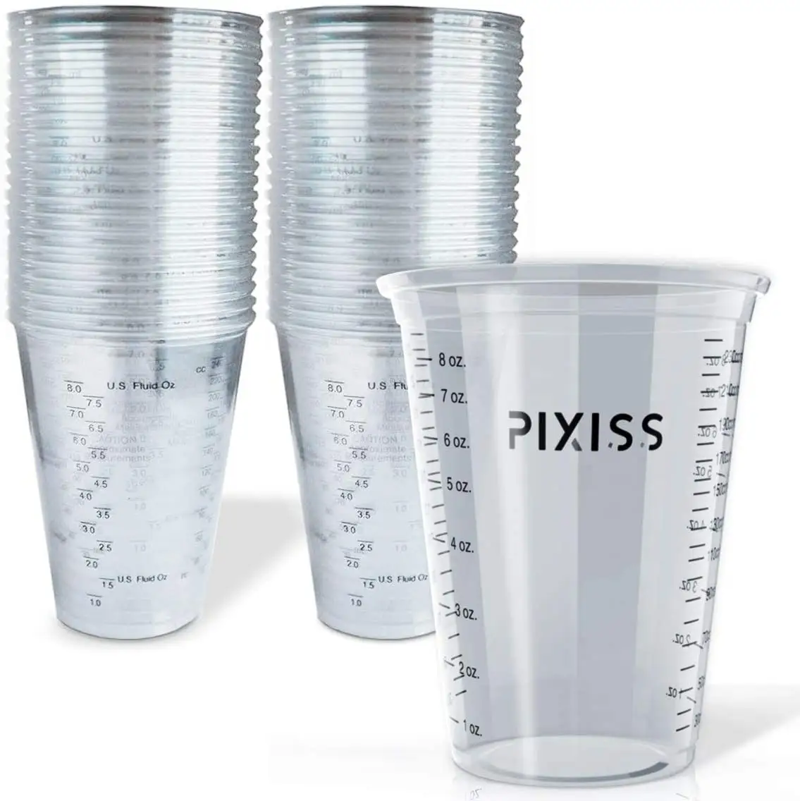アマゾンのベストセラー使い捨て飲料ジュースプラスチック目盛り付き印刷カップ飲料用実験計量カップ