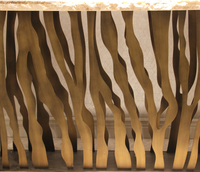 Table console en marbre doré brossé Zebra-C, mobilier moderne pour salon, matériau en bois, pour la maison, l'hôtel, l'appartement