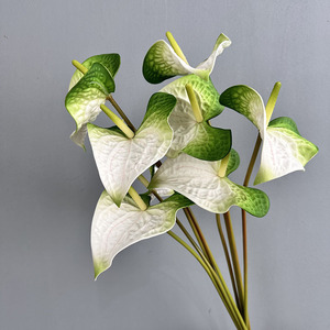 Palmier artificiel Anthurium en <span class=keywords><strong>EVA3</strong></span>, imprimé en 3D, en forme de cœur, rouge, toucher réaliste, tige unique, petit, style chinois, pour mariage - Product Image 1