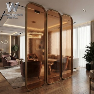 Paravent en métal personnalisé <span class=keywords><strong>Homedeco</strong></span>, cloison en acier inoxydable pour intérieur, chambre de luxe dorée, Art Déco, salon, hall, restaurant - Product Image 1
