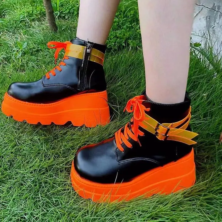 Sepatu bot wanita hak tinggi, sepatu bot wanita Wedges, sepatu pesta, sepatu Cosplay hak tinggi, Platform, warna campuran, baru, modis, untuk wanita