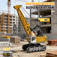 Mini grue RC Crawler 1/64, véhicule d'ingénierie télécommandé 2,4 GHz avec lumières et sons, jouet de bureau pour enfants et collectionneurs
