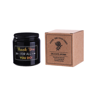 Scented Candle In Black Glass <b>Jar</b> With Thank You Label <b>For</b> Gift Occasions - Product Image 1