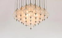 Lustre Moderne du Milieu du Siècle en Verre de Murano, Grand Luminaire Suspendu Rond pour Plafond, Idéal pour Salon, Salle à Manger, Escalier