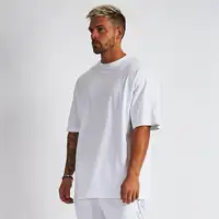 Maglietta da uomo in bianco di marca con spalle scoperte in cotone di qualità di lusso di nuovo design oversize/