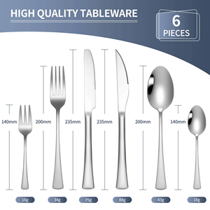 Set di posate Royal in acciaio inossidabile, best seller, con coltello da bistecca, forchetta e cucchiaio. - Product Image 2