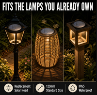 Tête de remplacement pour lampe solaire avec panneau solaire USB Type-C, étanche IP65 pour l'extérieur, pour allée, clôture, cour, allée de voiture, parterre de fleurs