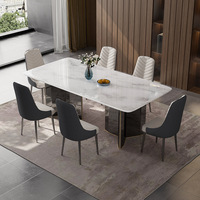 Table à manger en pierre naturelle de luxe italienne, Kari Icejade, style moderne minimaliste, plateau rectangulaire en marbre artificiel, restaurant