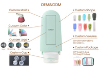 Ensemble de 3 flacons de voyage en silicone de qualité alimentaire avec logo personnalisé, étanches et rechargeables, 30 ml, 60 ml, 90 ml, OEM ODM