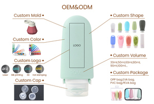 Custom Logo 3PCS Food Grade Silicone Travel Bottle Set Leakproof Refillable <b>Toiletry</b> Bottles 30ml 60ml 90ml OEM ODM - Product Image 4