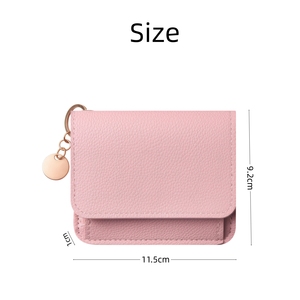 Portafoglio Quadrato Trifold Personalizzato in Tinta Unita con Tasca Portamonete con Cerniera, Nome Inciso Personalizzato, Sottile in Pelle per Signore - Product Image 6